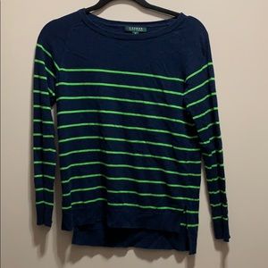 Lauren by Ralph Lauren Navy & Green Stripe Sweater